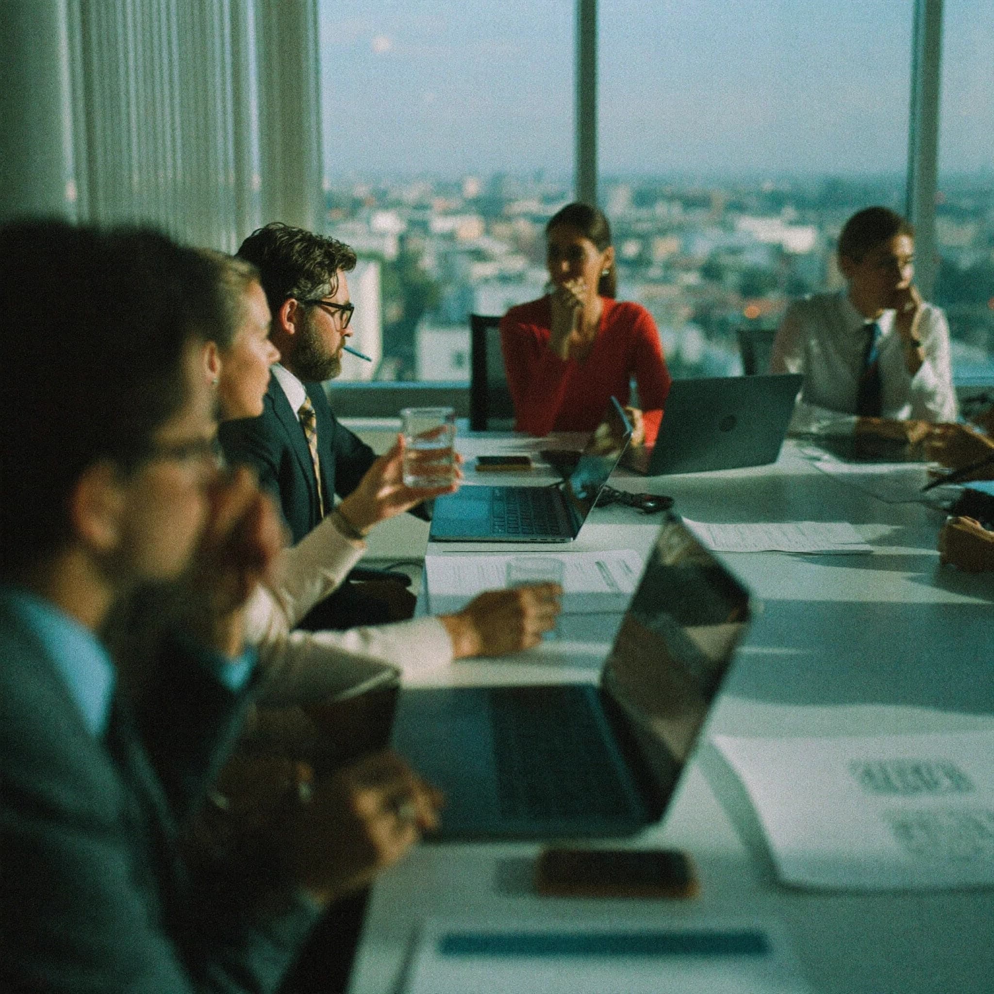 Colleagues working together at a conference table